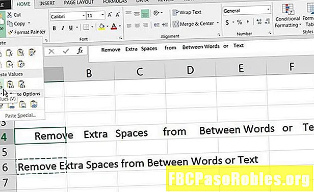 כיצד להסיר חללים נוספים מ- Excel